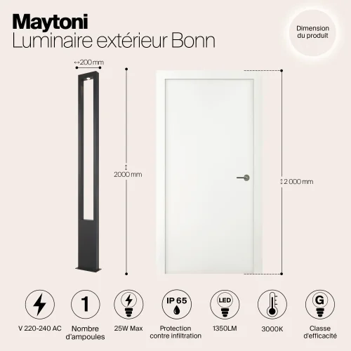 Парковый светильник LED Bonn O425FL-L25GF Maytoni уличный IP65 чёрный на 1 лампу, плафон чёрный в стиле современный LED фото 5