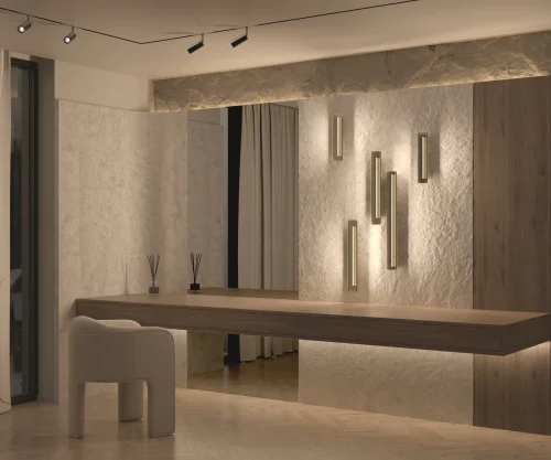 Бра LED Maya P091WL-L21G3K Maytoni прозрачный на 1 лампу, основание золотое в стиле современный фото 9
