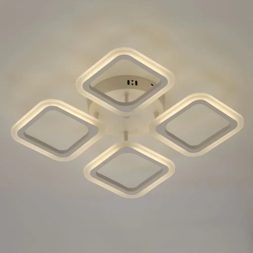 Люстра потолочная LED с пультом Мадлен 424012804 DeMarkt белая на 1 лампа, основание белое в стиле хай-тек с пультом квадраты фото 3