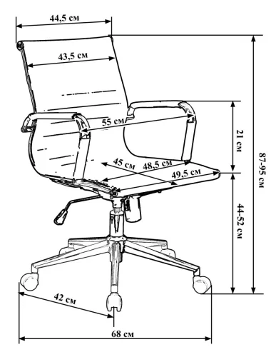 Офисное кресло для руководителей 118B-LMR CLAYTON, цвет чёрный Dobrin, чёрный/экокожа, ножки/металл/хром, размеры - 870*950***680* фото 10