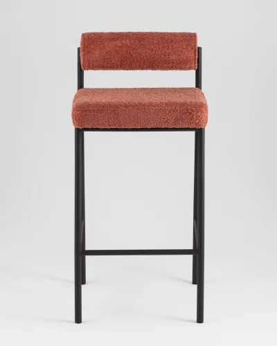 Стул полубарный Балла букле коралловый УТ000041908 Stool Group, красный/букле, ножки/металл/чёрный, размеры - ***** фото 2 Стул полубарный Балла букле коралловый УТ000041908 Stool Group, красный/букле, ножки/металл/чёрный, размеры - ***** фото 2
