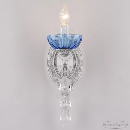Бра AL7801B10/1/175 B WMN P Aquamarine/M-1H Bohemia Ivele Crystal голубой без плафона синий на 1 лампа, основание белое никель патина в стиле классический sp фото 2