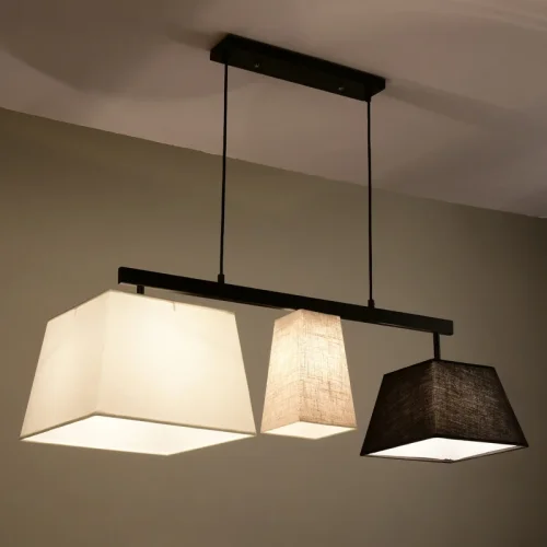 Светильник подвесной Parecchi Black L117 Square section 102006-26 ImperiumLoft белый бежевый на 5 ламп, основание чёрное в стиле современный фото 10