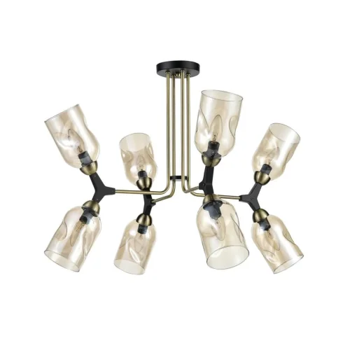 Люстра потолочная Sereno 441 VL2194L08 Vele Luce янтарная на 8 ламп, основание латунь в стиле современный 