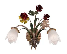 Бра Fiori di rose W1760.2 Lucia Tucci белый на 2 лампы, основание золотое разноцветное в стиле флористика прованс Бра Fiori di rose W1760.2 Lucia Tucci белый на 2 лампы, основание золотое разноцветное в стиле флористика прованс