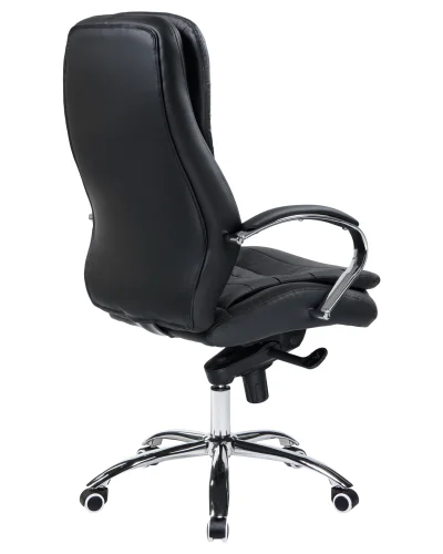 Офисное кресло для руководителей 108F-LMR LYNDON, цвет чёрный Dobrin, чёрный/экокожа, ножки/металл/хром, размеры - 1150*1200***670*670 фото 4