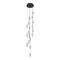 Светильник подвесной LED Zenith SL6231.403.18 ST-Luce прозрачный на 18 ламп, основание чёрное в стиле минимализм каскад
