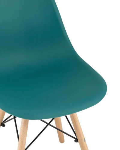 Стул EAMES, темно-бирюзовый, 4шт./уп. УТ000034755 Stool Group, голубой/пластик, ножки/дерево/коричневый, размеры - ****460*420 фото 2