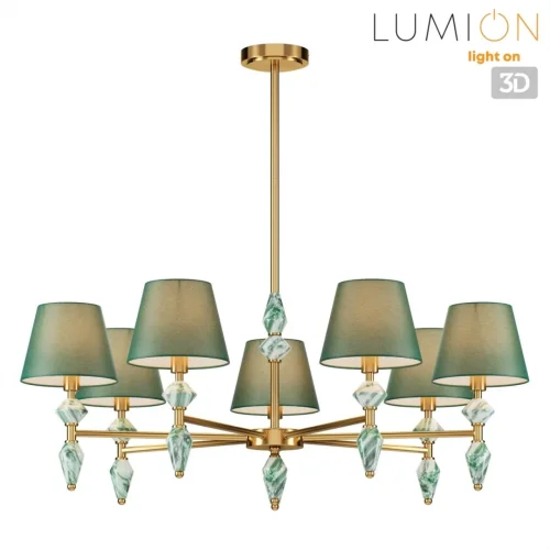 Люстра на штанге Vermont 8275/7 Lumion зелёная на 7 ламп, основание латунь в стиле классический фото 3