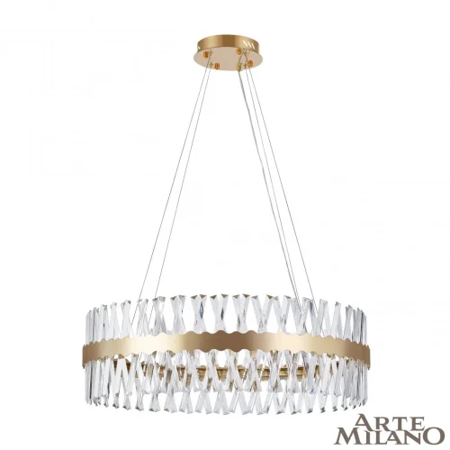 Люстра подвесная LED с пультом AM-Venezia 311096/D800 BS Arte Milano прозрачная на 1 лампу, основание латунь в стиле современный кольца с пультом фото 3