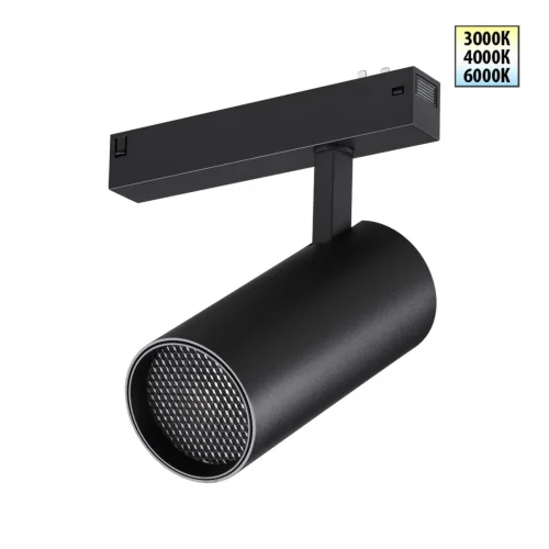 Трековый светильник LED с переключателем цветовой темперетуры Vector 359960 Novotech чёрный для шинопроводов серии Vector чёрный