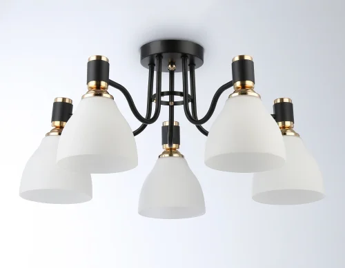 Люстра потолочная TR303307 Ambrella light белая на 5 ламп, основание чёрное в стиле современный классический  фото 4