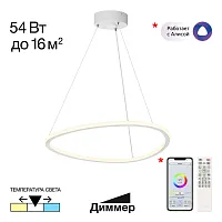 Светильник подвесной LED с пультом Trio CL215B050 Citilux белый на 1 лампу, основание белое в стиле современный с пультом кольца