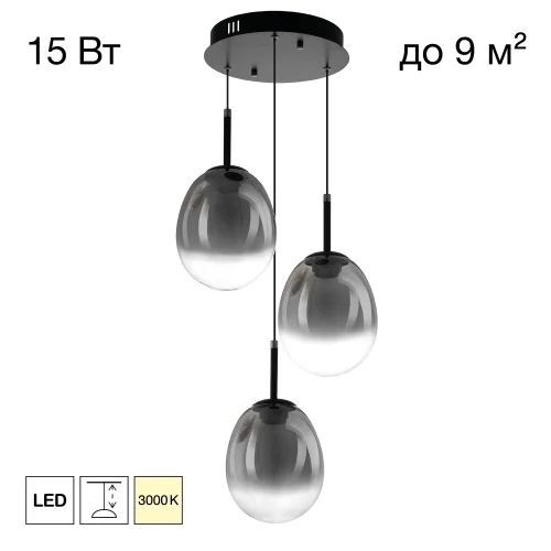 Светильник подвесной LED Signature CL247022 Citilux чёрный дымчатый на 1 лампу, основание чёрное в стиле современный каскад