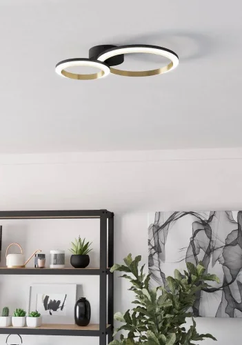 Светильник потолочный LED Calliera 901223 Eglo чёрный матовый латунь на 1 лампу, основание чёрное матовое латунь в стиле современный хай-тек фото 4