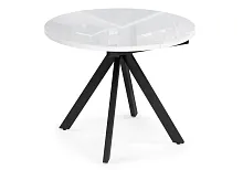 Стеклянный стол Ален 90(120)х90х77 белый / черный 516556 Woodville столешница белая из стекло