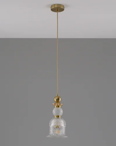 Светильник подвесной Glassy V10905-P Moderli прозрачный 1 лампа, основание золотое в стиле современный выдувное фото 2