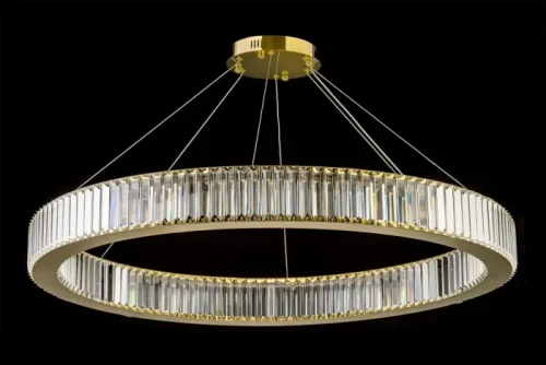 Люстра подвесная хрустальная LED Anzio L 1.5.100.100 G Arti Lampadari прозрачная на 1 лампа, основание золотое в стиле современный кольца фото 2