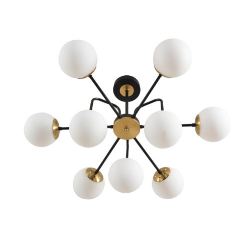 Люстра потолочная Elrona 8375/9C Lumion белая на 9 ламп, основание чёрное в стиле современный шар фото 4