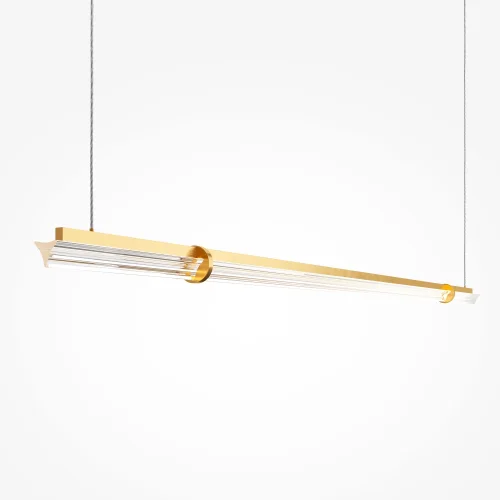 Светильник подвесной LED Plume MOD340PL-L28BS3K Maytoni прозрачный на 1 лампу, основание латунь в стиле современный минимализм линейный фото 4