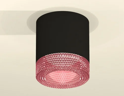 Светильник накладной XS7402012 Ambrella light розовый чёрный 1 лампа, основание чёрное в стиле хай-тек современный круглый фото 2