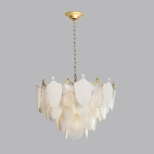 Люстра подвесная Porcela 5051/21 Odeon Light прозрачная белая на 21 лампа, основание золотое в стиле современный флористика  фото 4