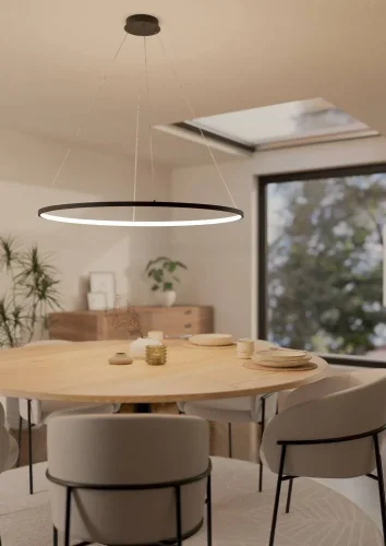 Светильник подвесной LED Parruta 901637 Eglo чёрный на 1 лампу, основание чёрное в стиле современный хай-тек кольца фото 6