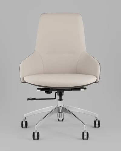 Кресло офисное TopChairs Soulo, бежевый, серый УТ000039420 Stool Group, бежевый/экокожа, ножки/металл/хром, размеры - *1005**** фото 2