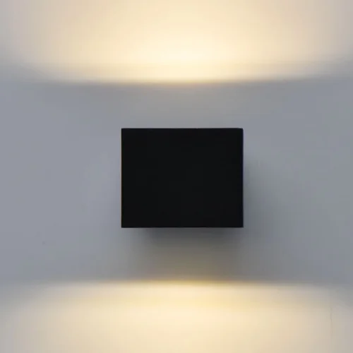 Настенный светильник уличный LED Меркурий 807022901 DeMarkt уличный IP44 чёрный на 2 лампы, плафон чёрный в стиле современный LED фото 2
