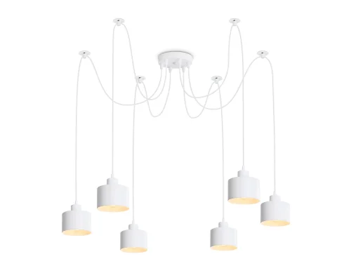 Светильник подвесной TR8131 Ambrella light белый на 6 ламп, основание белое в стиле лофт паук