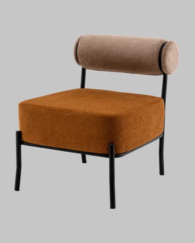 Кресло Ponpoun, бежевый, терракотовый УТ000040471 Stool Group, терракотовый/шенилл, ножки/металл/чёрный, размеры - *710***610*710мм фото 3