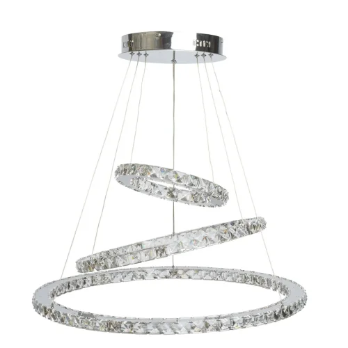Люстра подвесная LED хрустальная Гослар 498011903 MW-Light прозрачная на 1 лампа, основание хром в стиле современный 