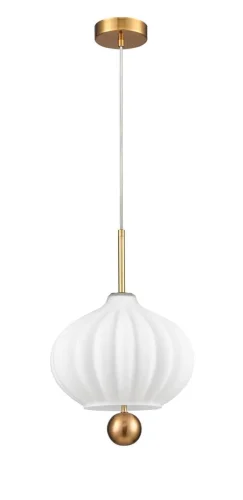 Светильник подвесной Bianco VL5714P31 Vele Luce белый на 1 лампу, основание золотое в стиле современный выдувное фото 2