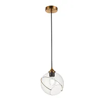Светильник подвесной Satturo SLE103103-01 Evoluce прозрачный 1 лампа, основание золотое в стиле современный шар