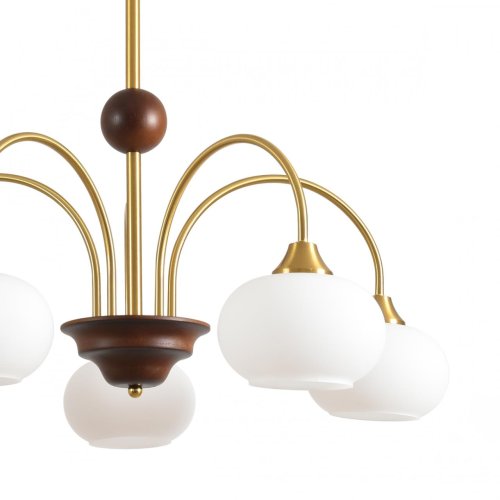 Люстра на штанге Larina 8323/5C Lumion белая на 5 ламп, основание латунь в стиле классический фото 7