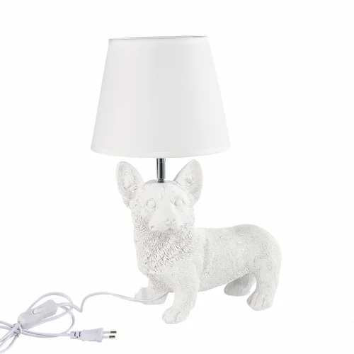 Настольная лампа Narni SLE115204-01 Evoluce белая 1 лампа, основание белое смола металл в стиле современный собака фото 2