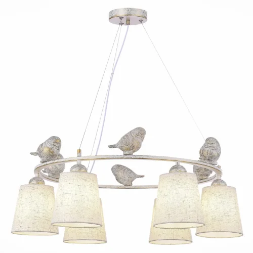 Светильник подвесной Lavinia SLE1155-503-06 Evoluce серый 6 ламп, основание серое белое патина в стиле современный прованс кантри птички