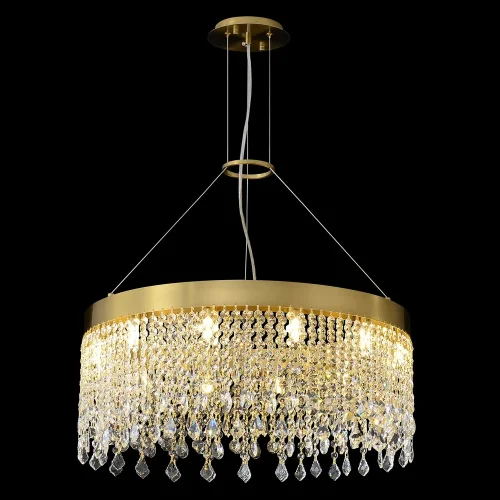 Люстра подвесная AQUA SP12 Crystal Lux прозрачная на 12 ламп, основание латунь в стиле американский 