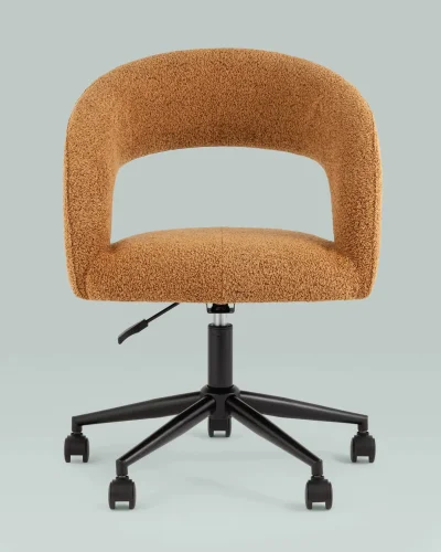 Кресло Mia, охра УТ000037002 Stool Group, коричневый/металл, ножки/металл/чёрный, размеры - 480*910***610*600 фото 3