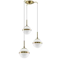 Светильник подвесной Globo 813131 Lightstar белый 3 лампы, основание бронзовое в стиле арт-деко каскад шар