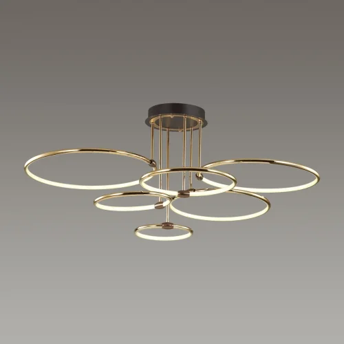 Люстра потолочная LED Ursula 5283/99CL Lumion золотая на 1 лампа, основание коричневое в стиле современный кольца фото 3