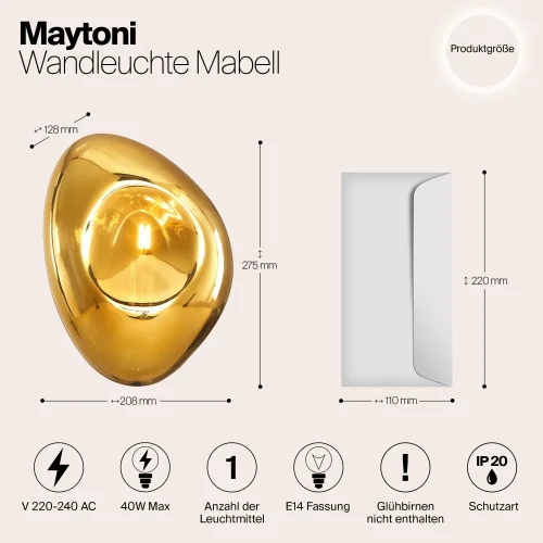 Бра Mabell MOD306WL-01G Maytoni золотой на 1 лампу, основание золотое в стиле современный фото 7