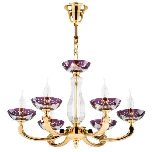Люстра подвесная Barcato 697062 Osgona фиолетовая без плафона на 6 ламп, основание золотое в стиле арт-деко 