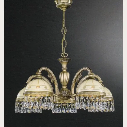 Люстра подвесная  L 7003/5 Reccagni Angelo бежевая на 5 ламп, основание античное бронза в стиле классический 