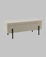 Банкетка Болейн с ящиком, велюр бежевый, черные ножки УТ000040205 Stool Group на 1 , основание в стиле современный 