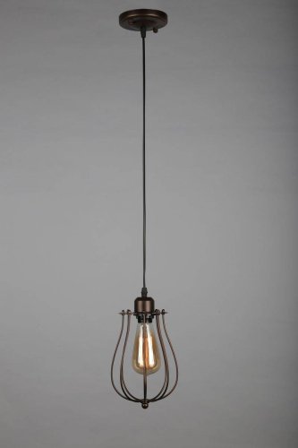 Светильник подвесной лофт Landau OML-90006-01 Omnilux коричневый 1 лампа, основание коричневое в стиле лофт  фото 2