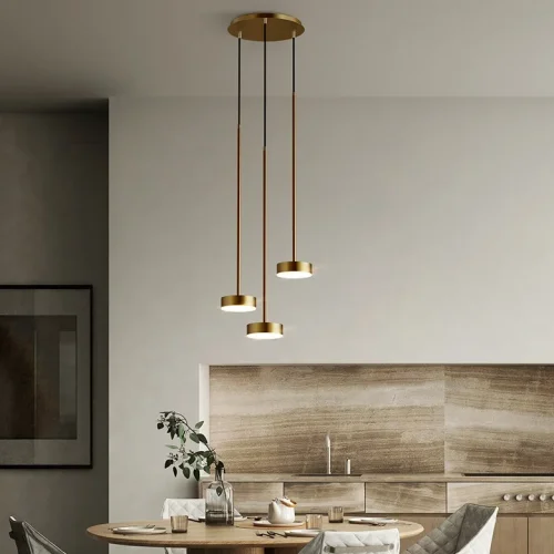 Светильник подвесной PEER ONE L3 Диск 212829-26 ImperiumLoft белый на 3 лампы, основание латунь в стиле современный скандинавский хай-тек фото 6