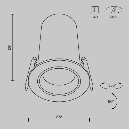 Светильник точечный Focus Led DL125-L12-4K-B Maytoni чёрный на 1 лампу, основание чёрное в стиле современный хай-тек круглый фото 9