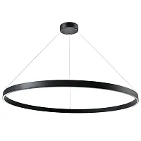 Люстра подвесная LED с пультом Saturno 748057 Lightstar чёрная на 1 лампа, основание чёрное в стиле минимализм кольца с пультом