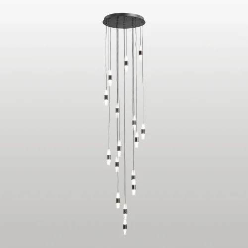 Светильник подвесной LED Hopkins LSP-7401 Lussole белый на 1 , основание чёрное в стиле хай-тек современный каскад